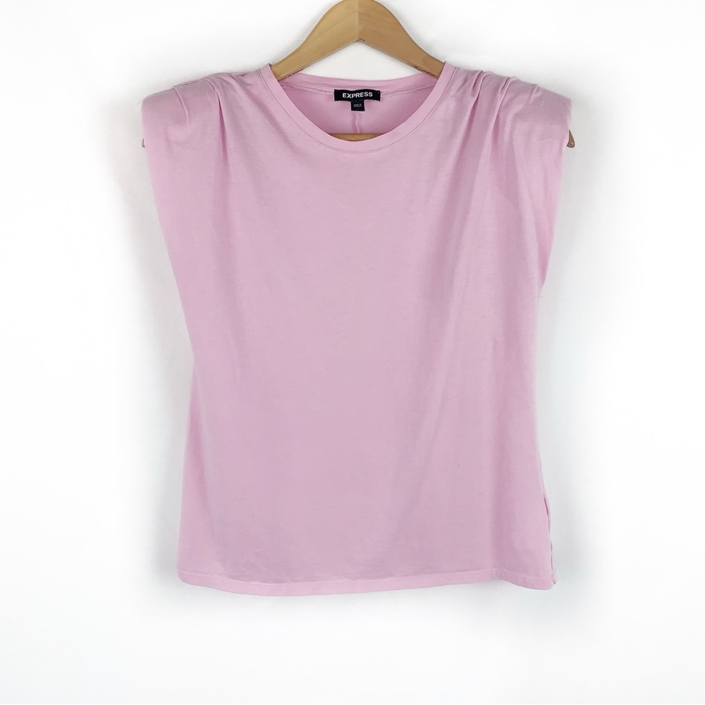 Express Blush Pink Padded Shoulder Muscle Tee